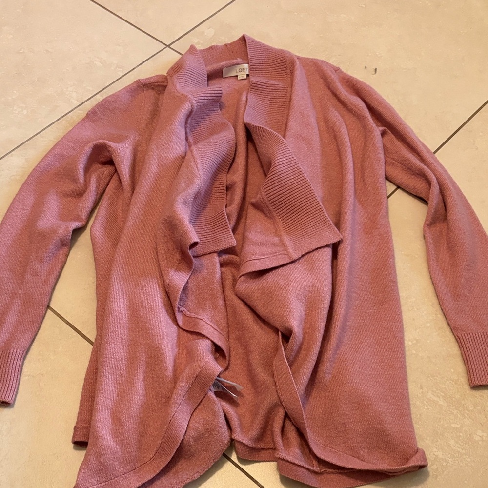 LOFT Dusty Pink Open Front Cardigan